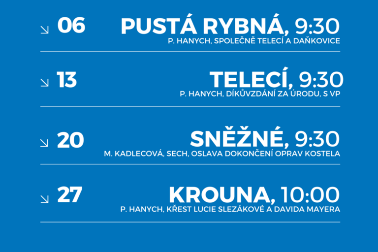 Zveme na říjnové bohoslužby