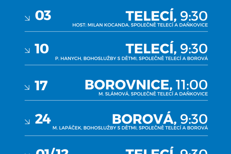 Zveme na listopadové bohoslužby